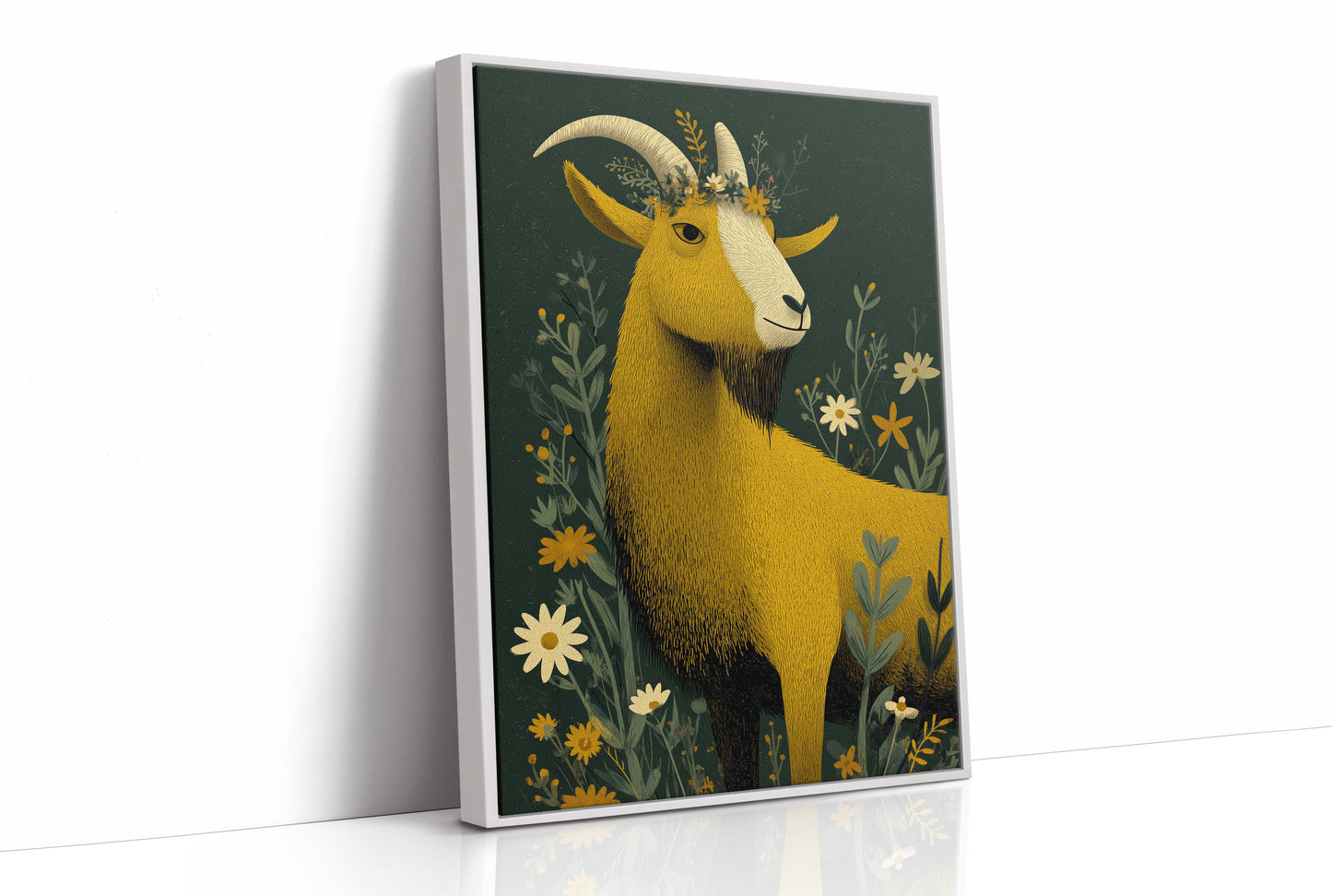 Goat Crowned in Wildflowers