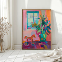 Wooden Horse By Summer Window