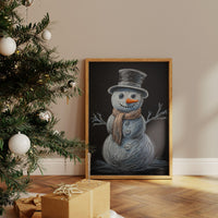 Snowman Tales On Winter Blackboard