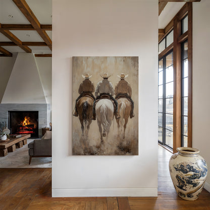 Three Cowboys on Horseback – Western Ranch Wall Art