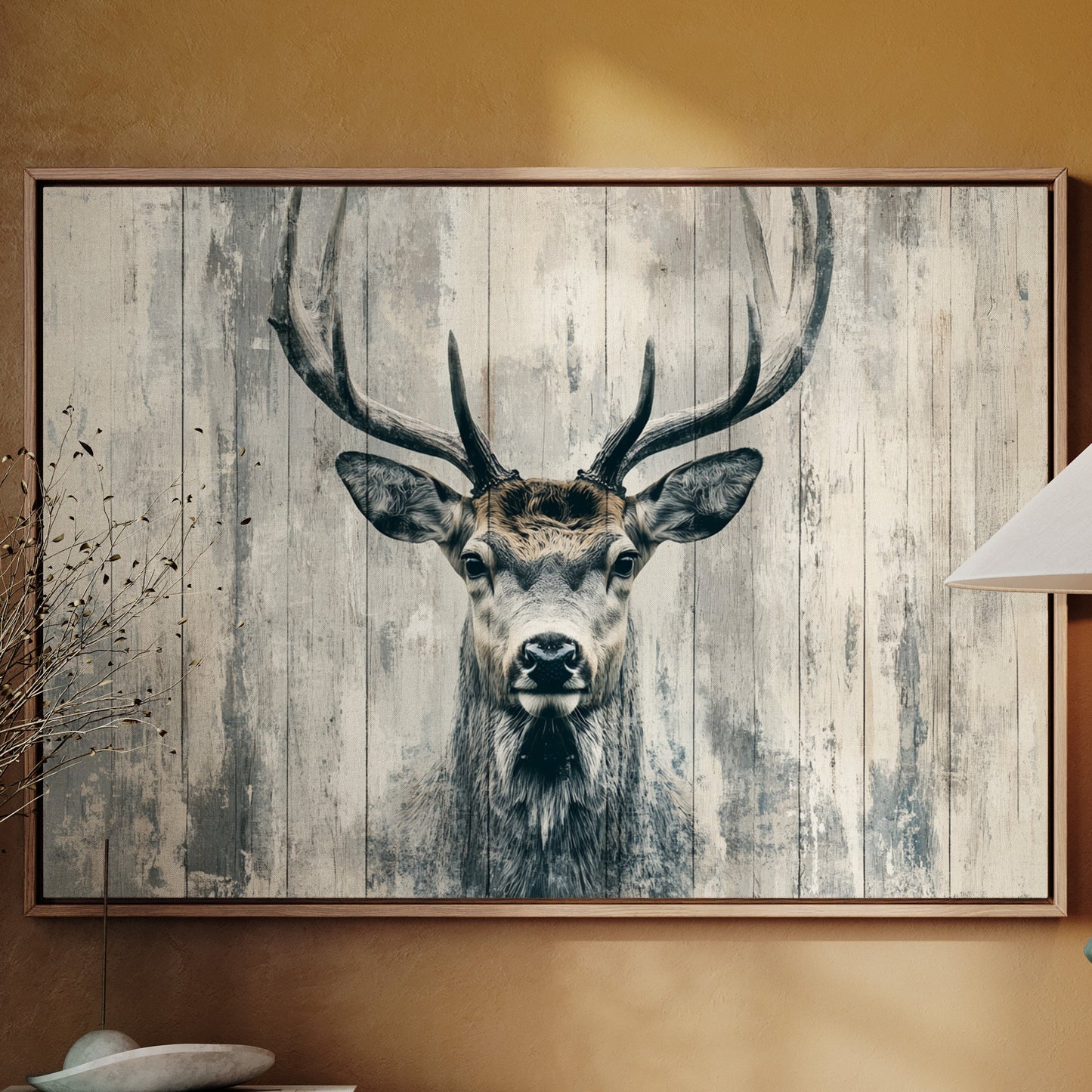 Noble Stag Against Winter Wood