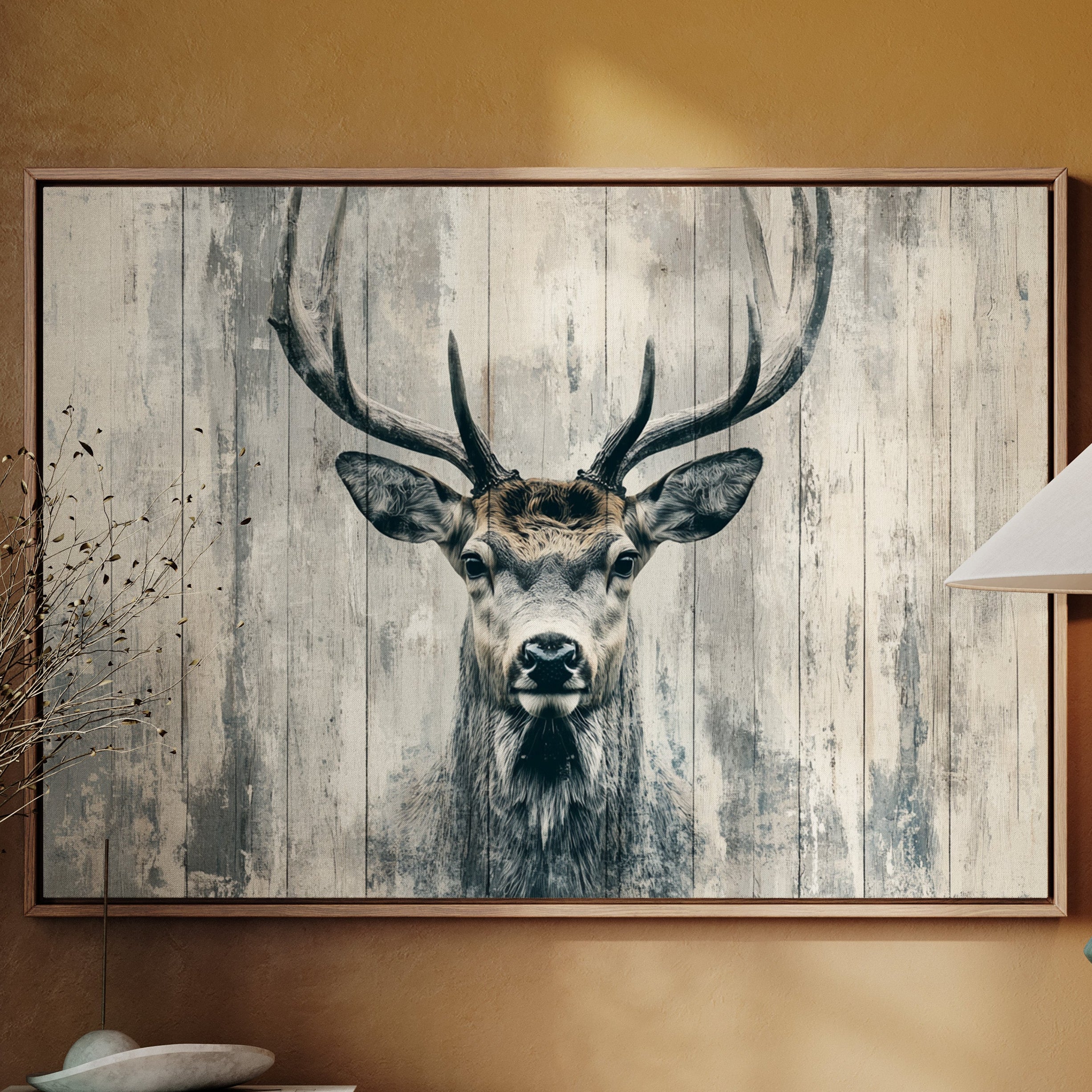 Noble Stag Against Winter Wood