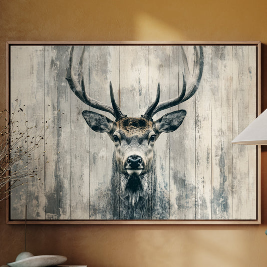 Noble Stag Against Winter Wood