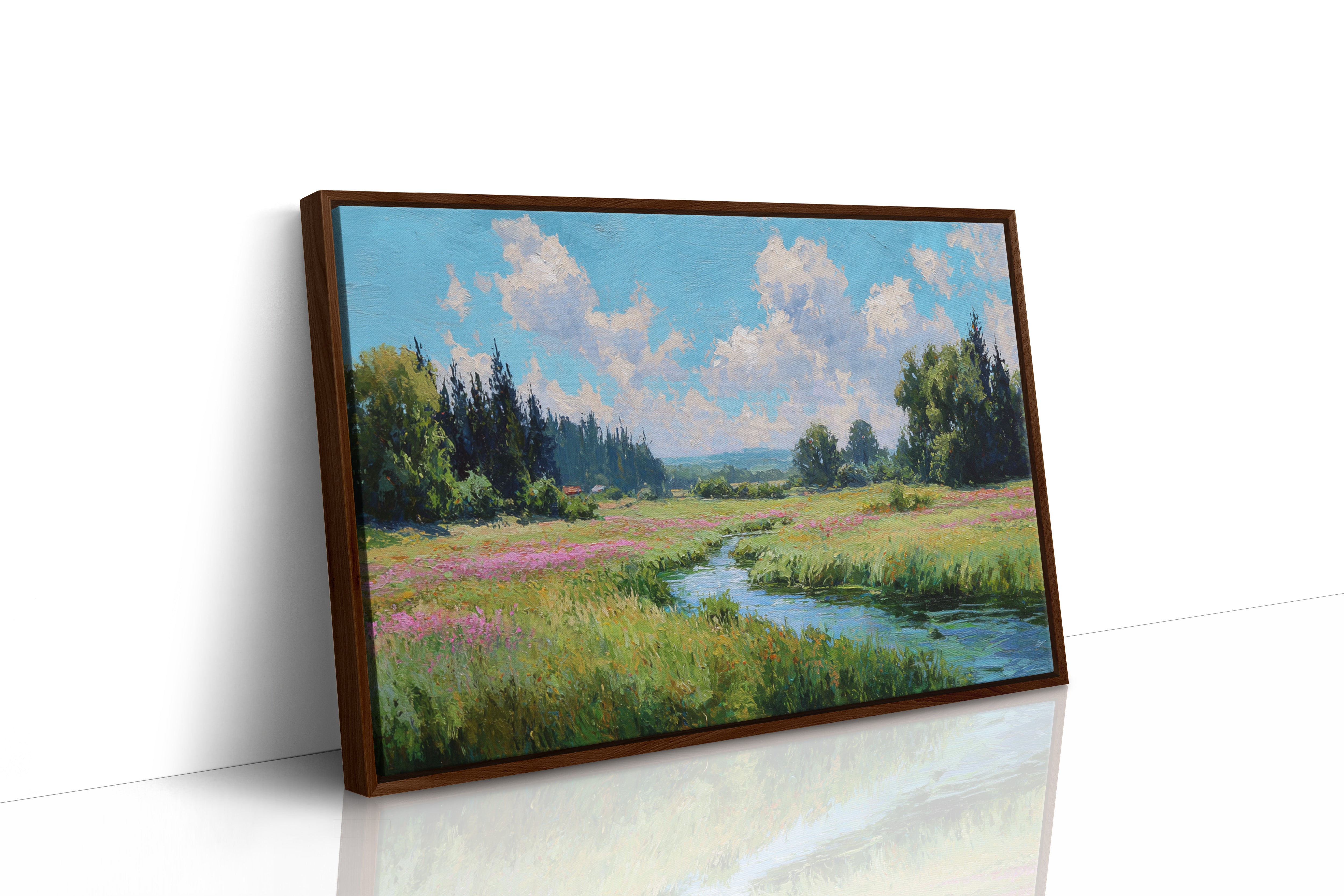 Summer Creek Bends Through Wildflowers