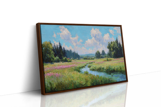 Summer Creek Bends Through Wildflowers