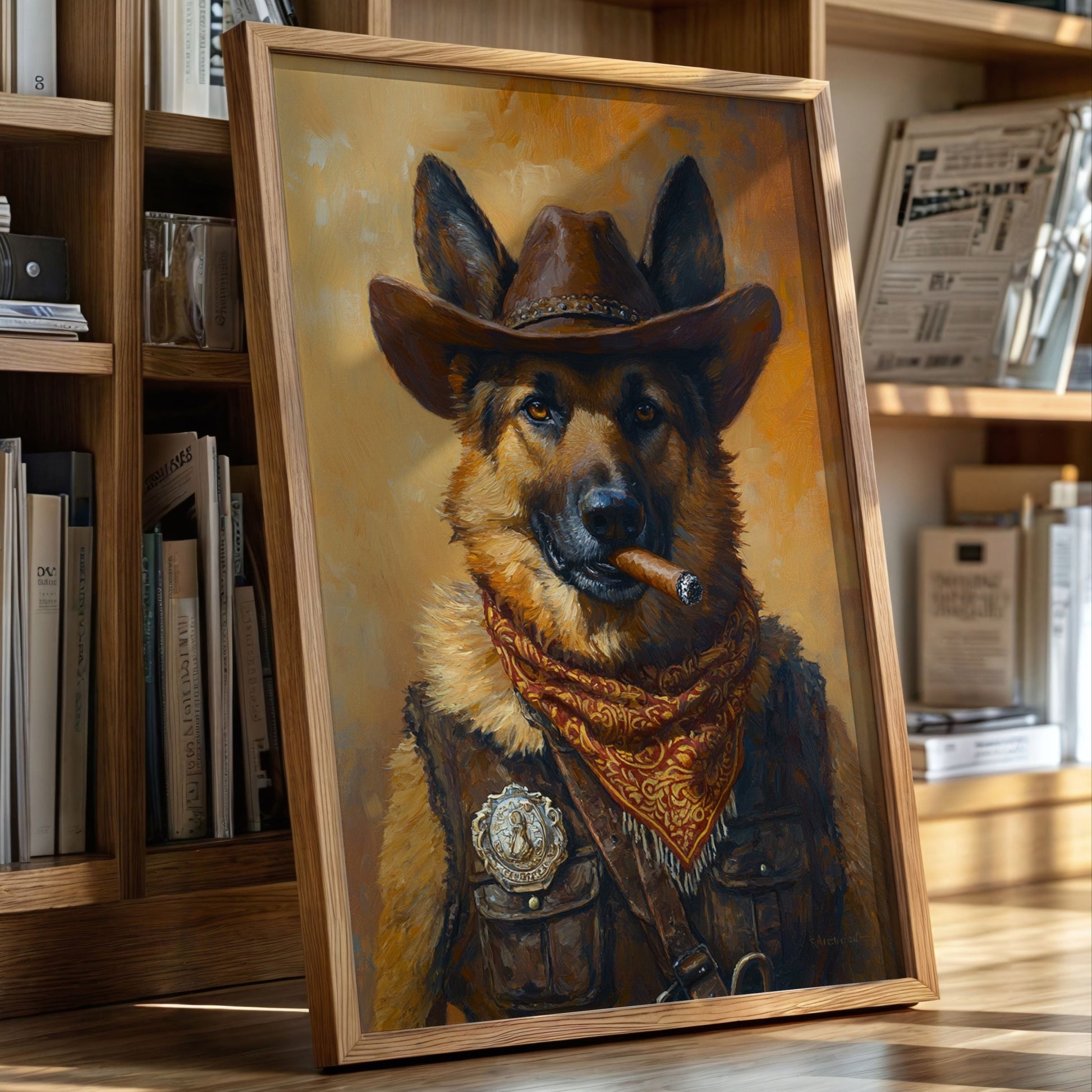 German Shepherd Sheriff in the Saddle