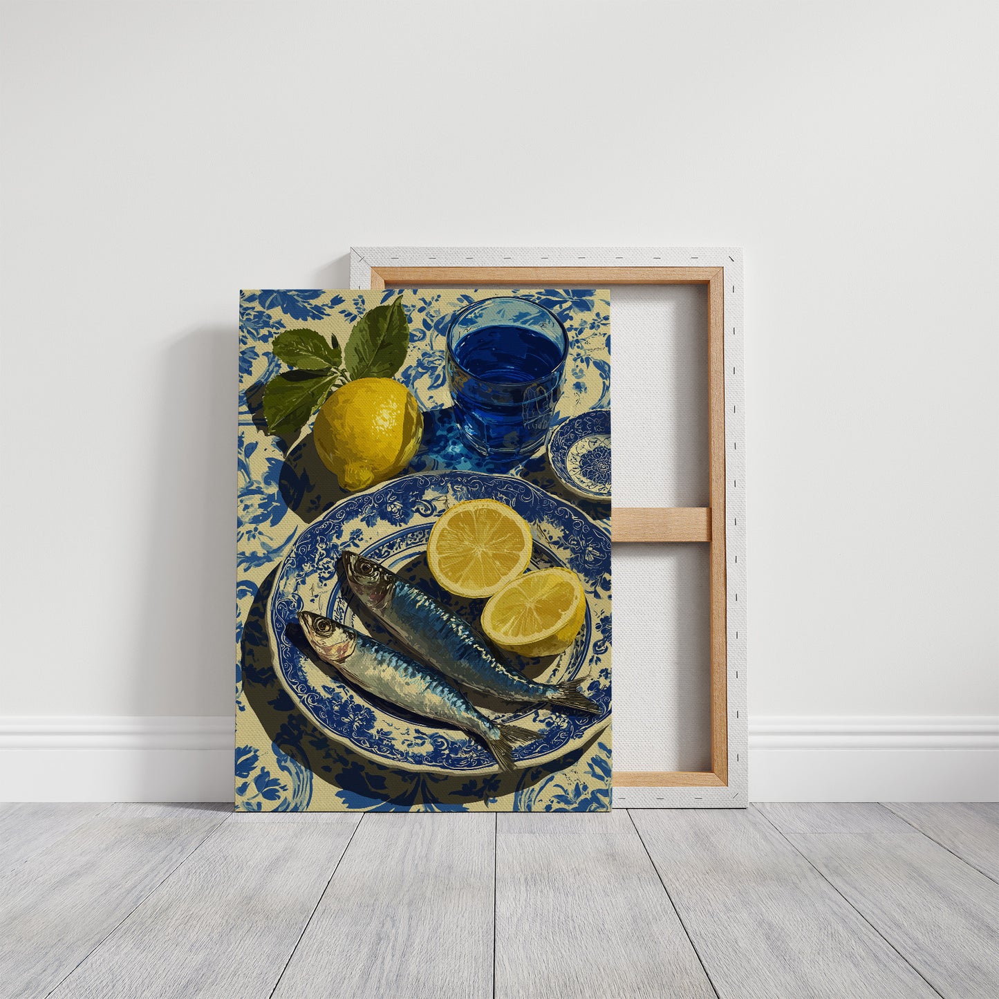 Sardines and Lemon on Blue Delft