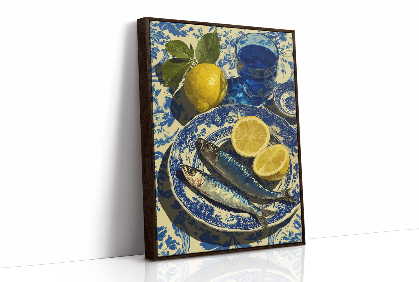 Sardines and Lemon on Blue Delft