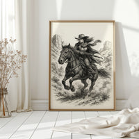 Grit & Dust – Cowgirl Outlaw Western Sketch Print