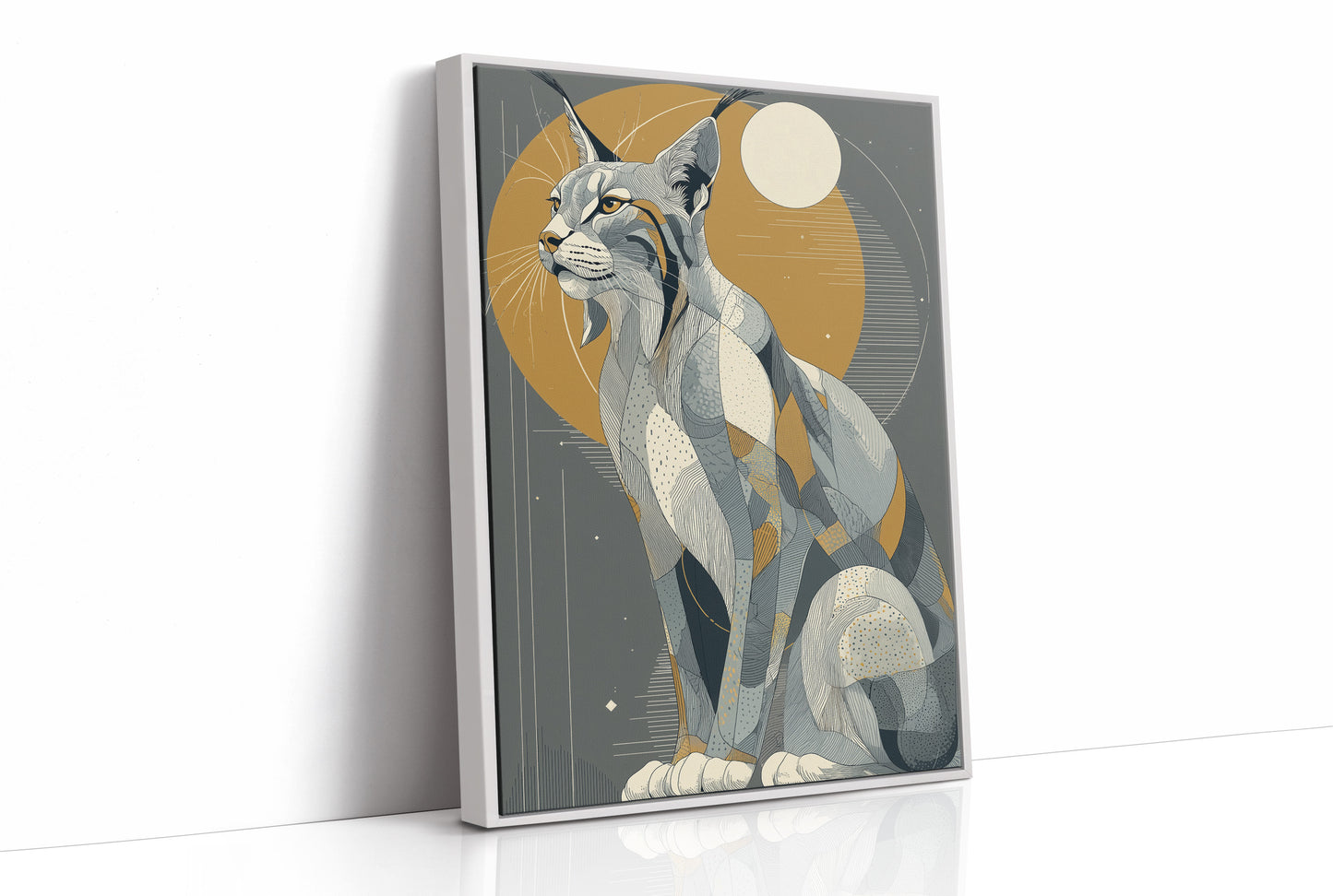Lynx Under Golden Moon
