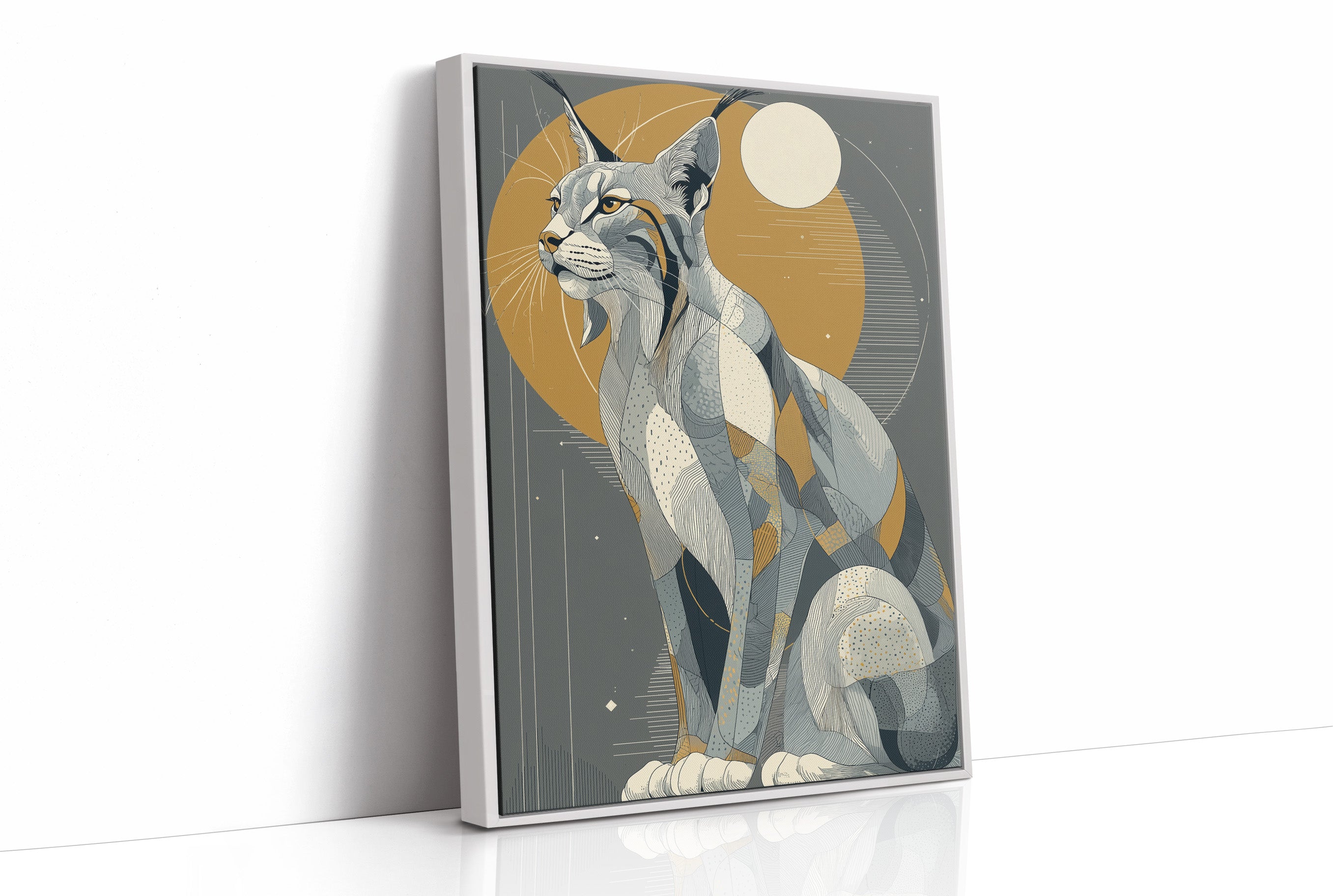 Lynx Under Golden Moon