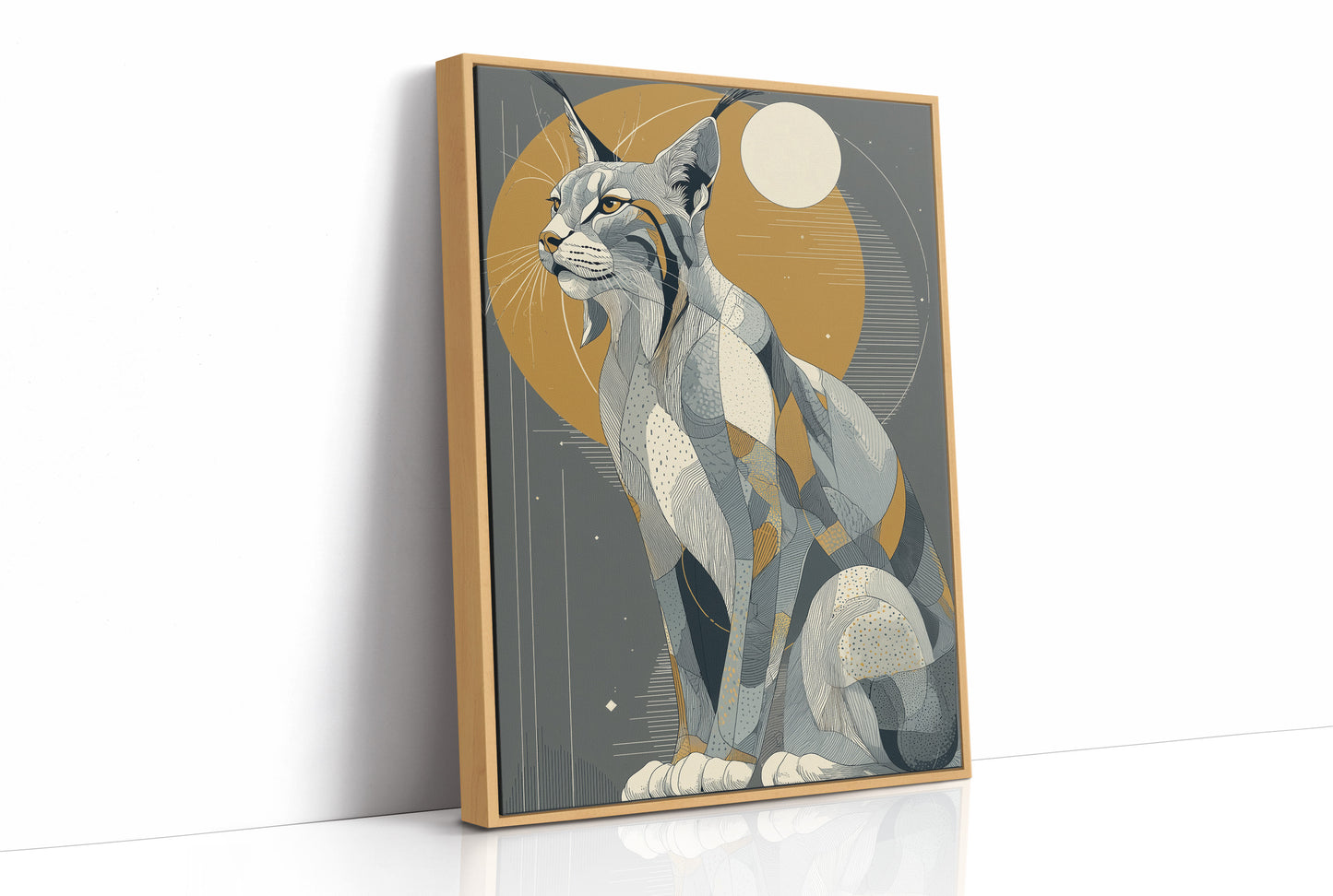 Lynx Under Golden Moon