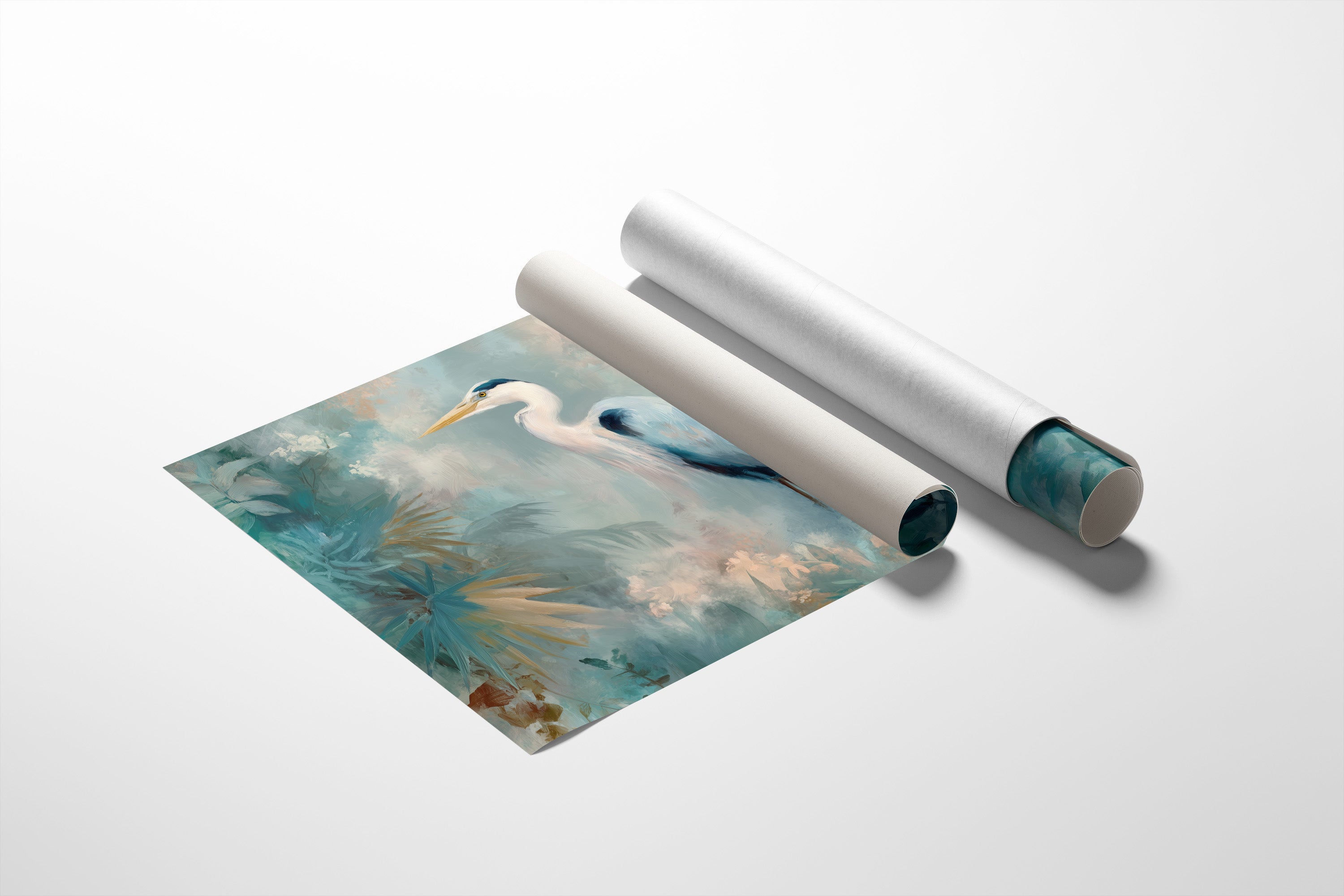 Egret In Misty Coastal Bloom