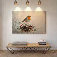 Robin's Winter Song Among Berries