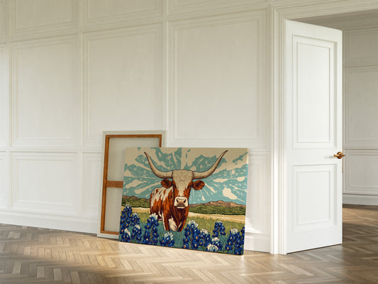 Texas Icon – Longhorn and Bluebonnets Pop Art