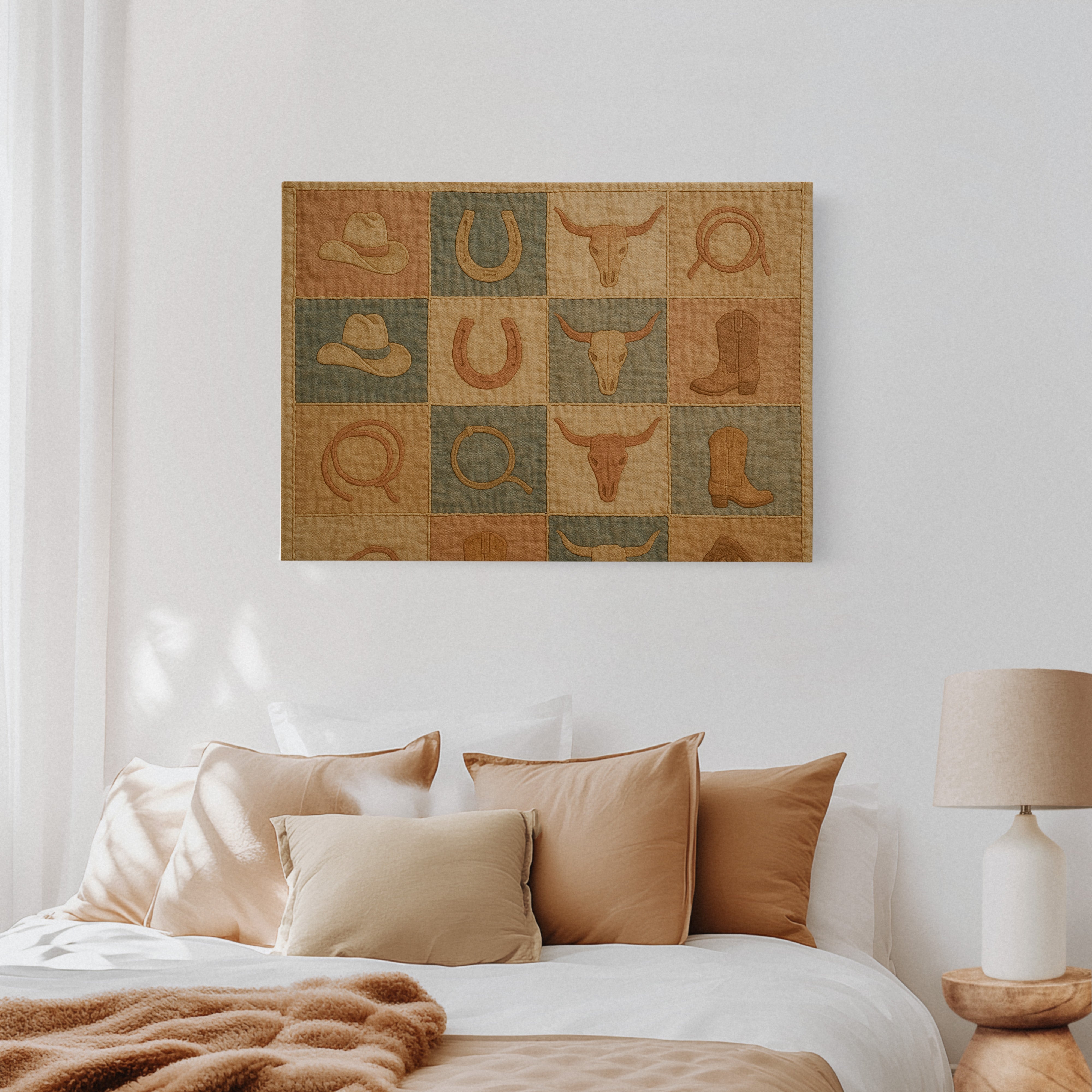 Western Icons Patchwork Quilt Print