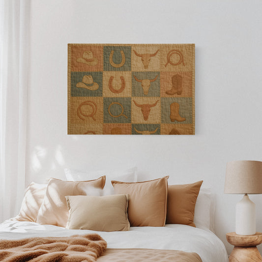 Western Icons Patchwork Quilt Print
