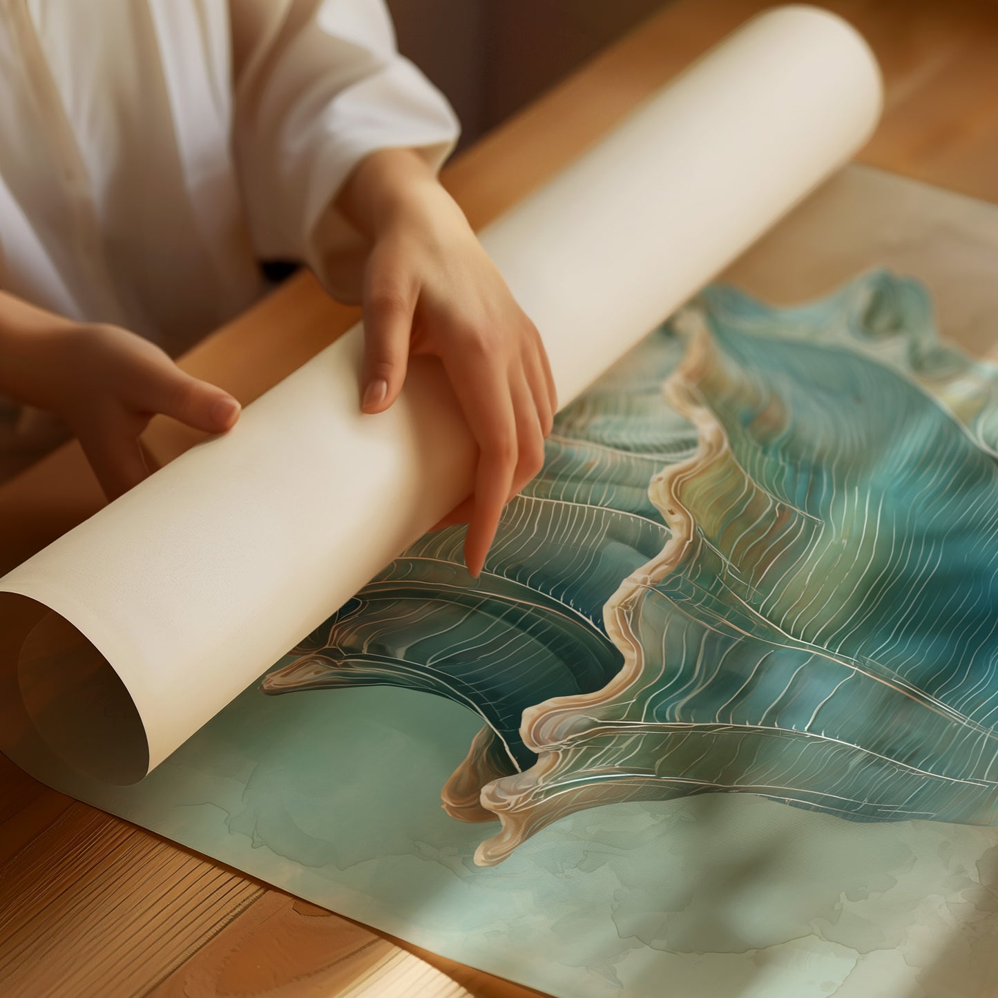 Ocean Memory In Wooden Frame