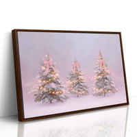 Pink Bows Dance Through Snow Light
