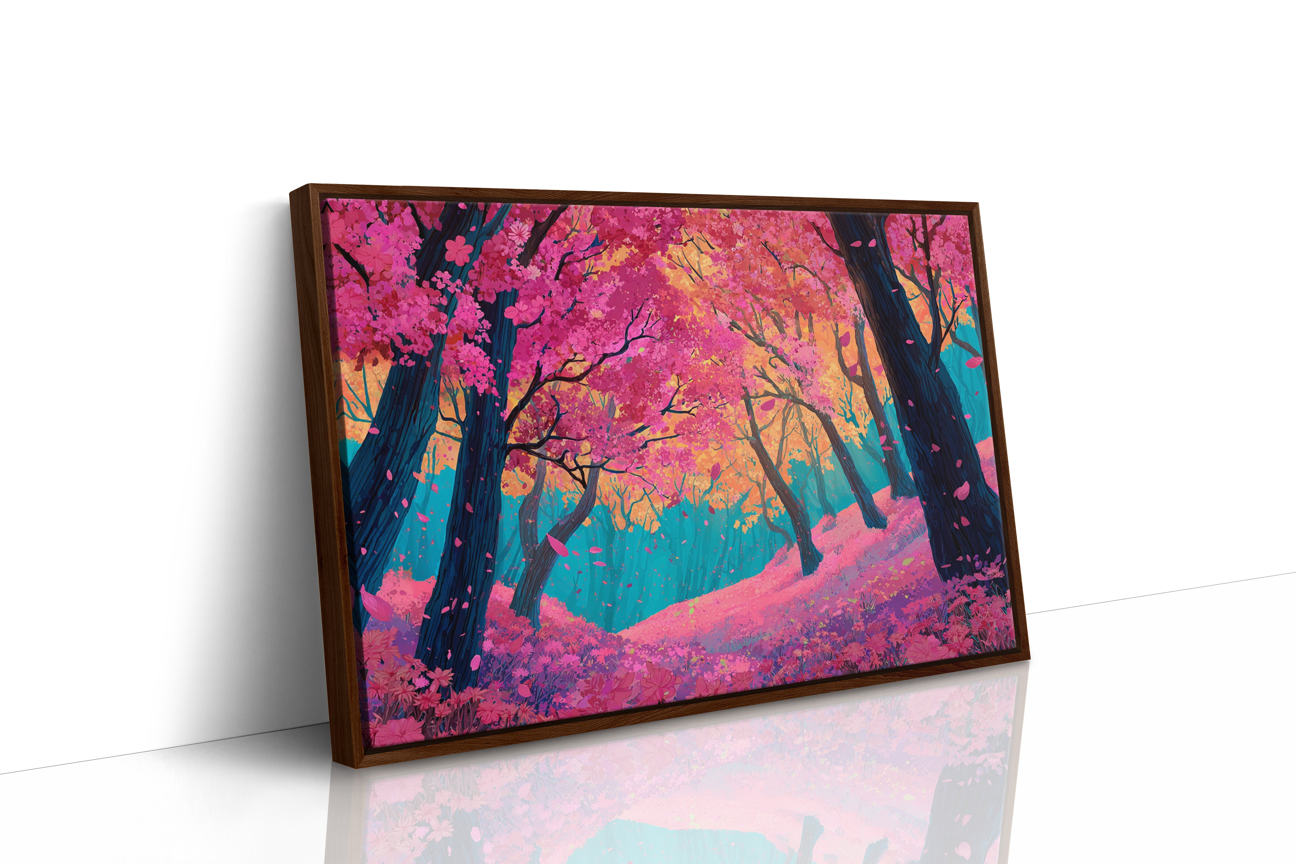 Cherry Blossoms Dance In Turquoise Light