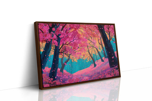 Cherry Blossoms Dance In Turquoise Light