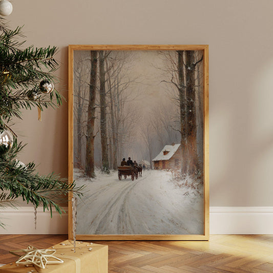 Snow Path Leads Through Ancient Trees