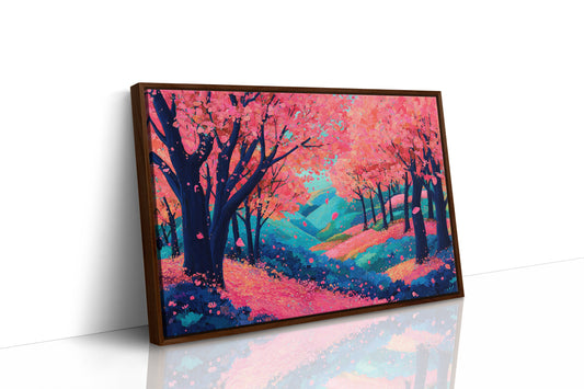 Cherry Blossoms Dance Above Turquoise Hills