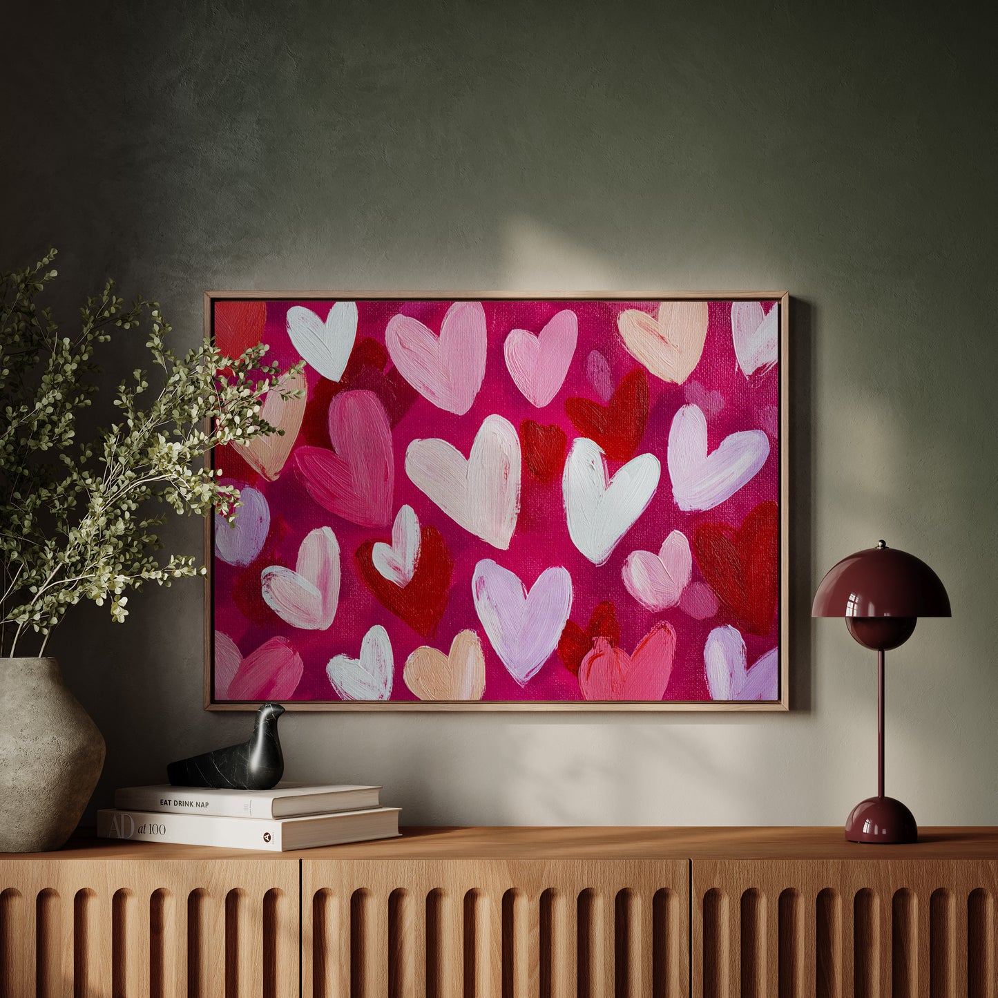 Hearts Dance In Magenta Light