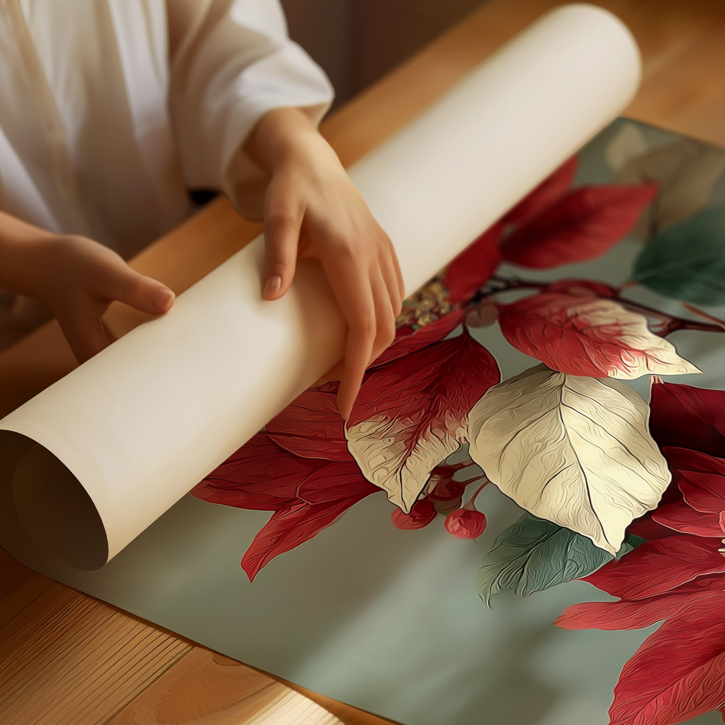 Poinsettia in Red and Cream