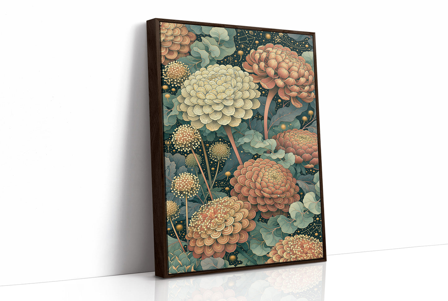 Coral Chrysanthemums Beneath the Constellations