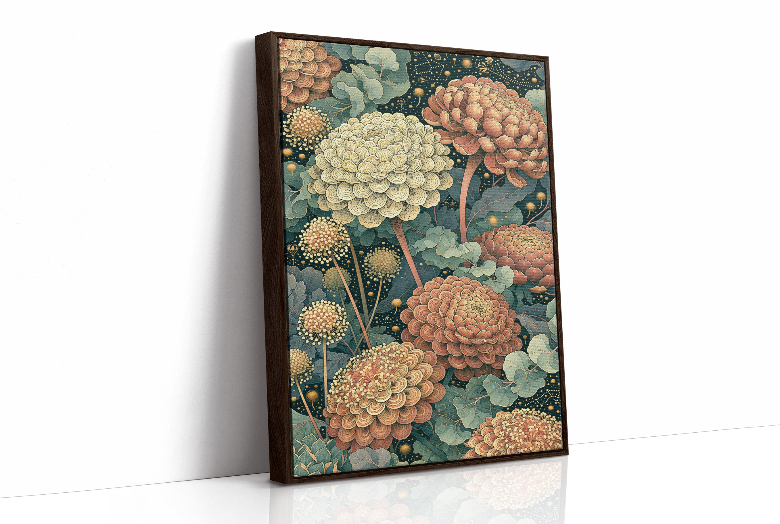 Coral Chrysanthemums Beneath the Constellations