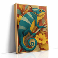 Chameleon Among the Daisies