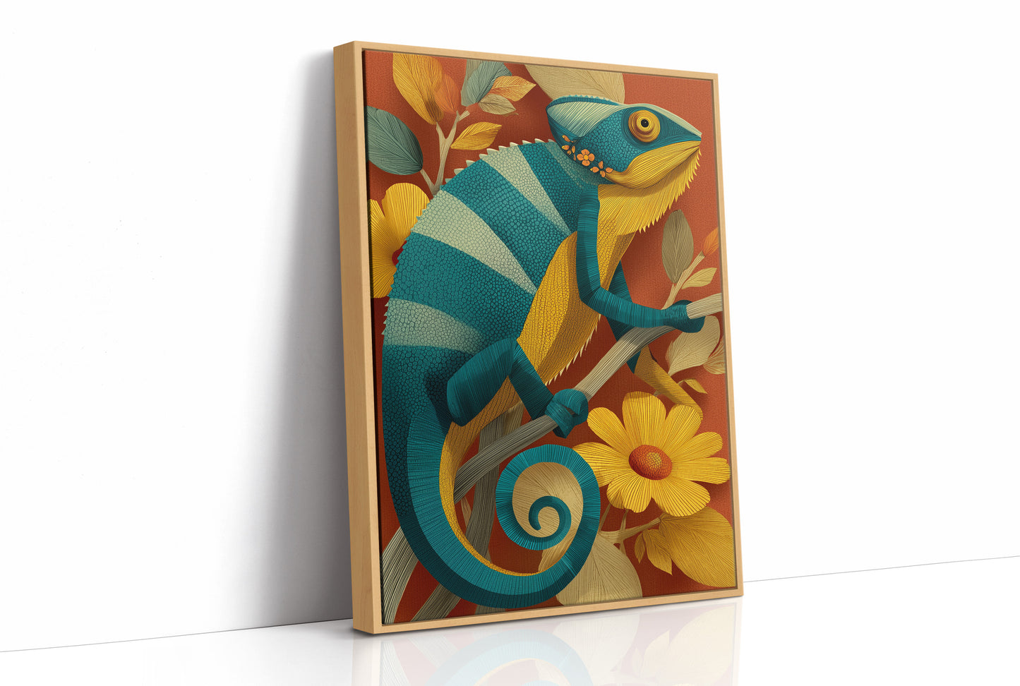 Chameleon Among the Daisies