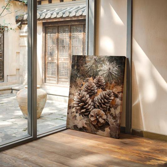 Winter Pinecone Forest Art Print - Rustic Nature Decor - Gallery Canvas image 14