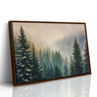 Snow Dances Through Evergreen Light