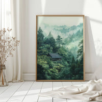 Mountain Temple Rests In Emerald Mist