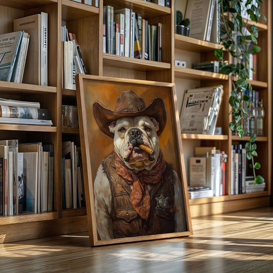 Bulldog Sheriff with a Cigar and Scowl
