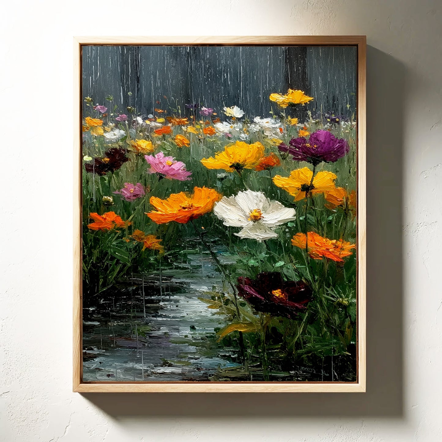 Vibrant Blossoms in Gentle Rain