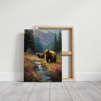 Wild Meadow Bears Find Mountain Stream