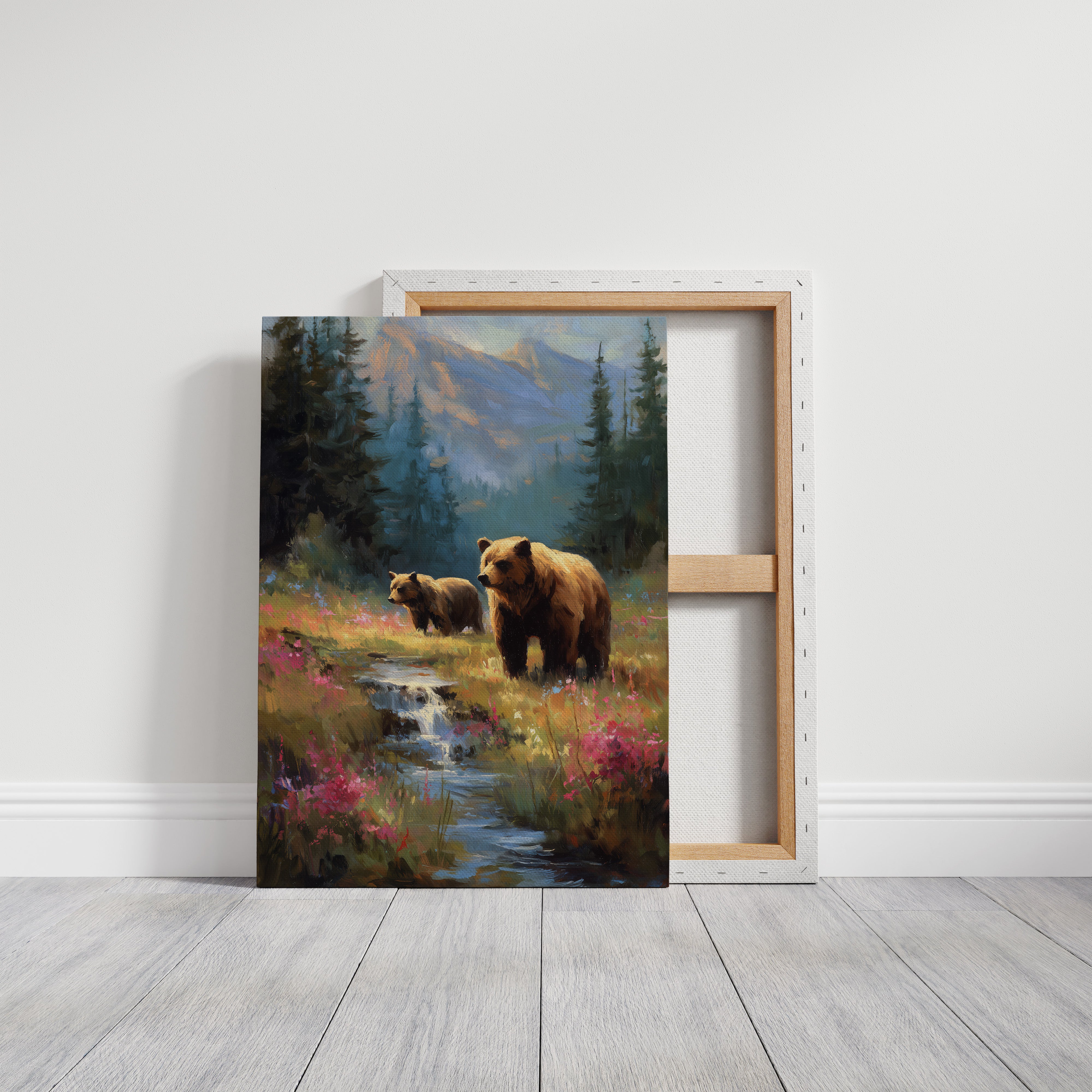 Wild Meadow Bears Find Mountain Stream