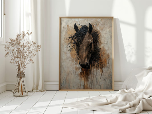 Rawhide Gaze Textured Horse Portrait