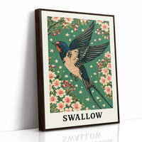 Swallow in a Starlit Blossom Sky