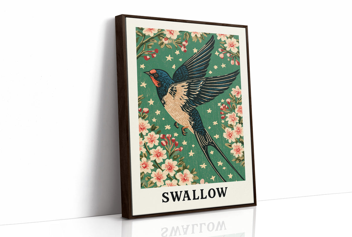 Swallow in a Starlit Blossom Sky