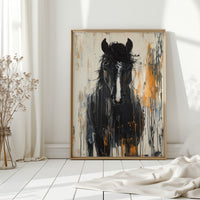 Fierce Stallion in Amber Rain