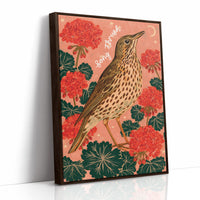 Song Thrush Under a Crescent Moon