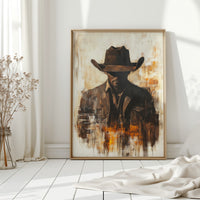 Lone Cowboy in Shadow and Flame