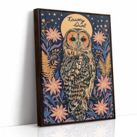 Tawny Owl and Golden Halo Moon