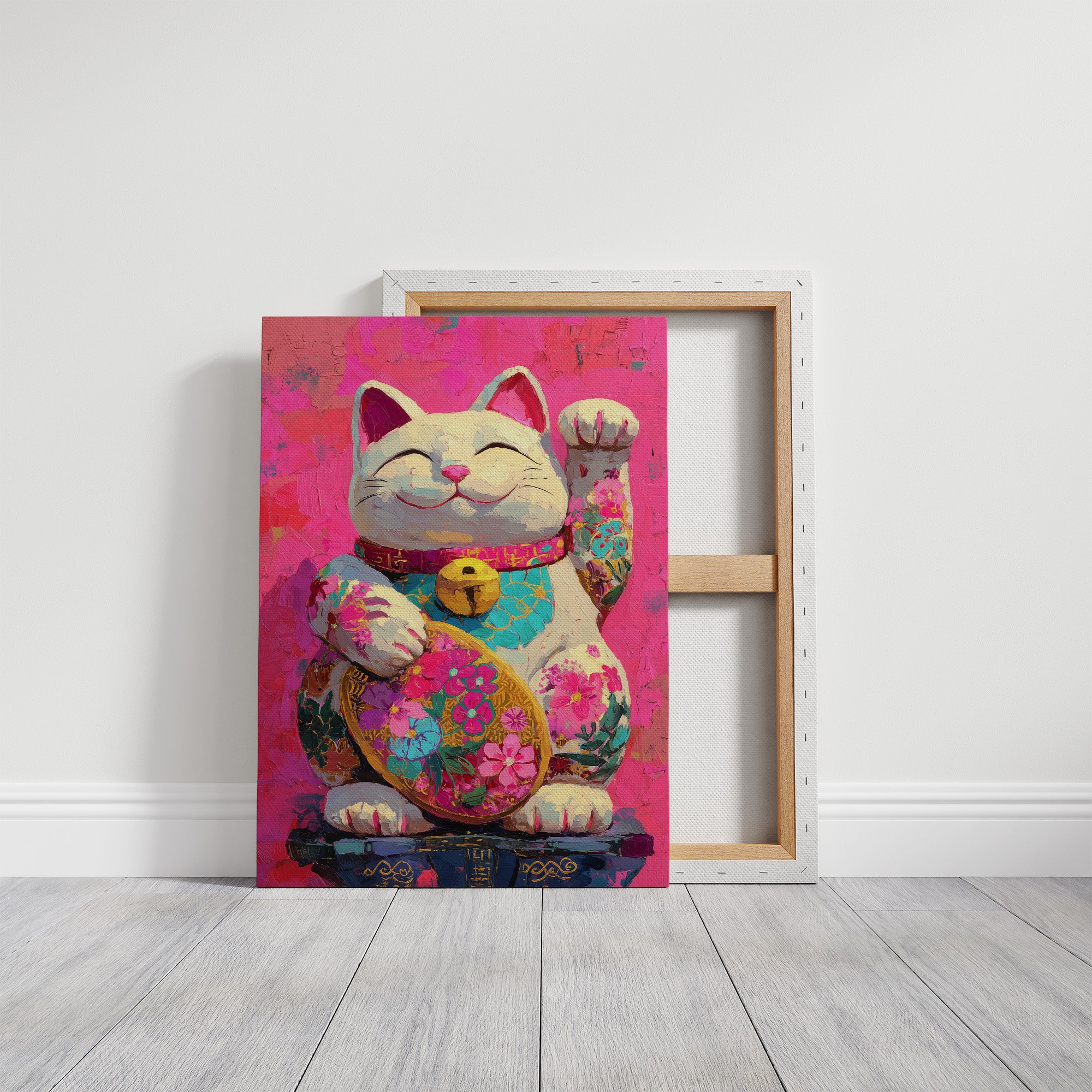 Lucky Cat Blooms In Neon Dreams