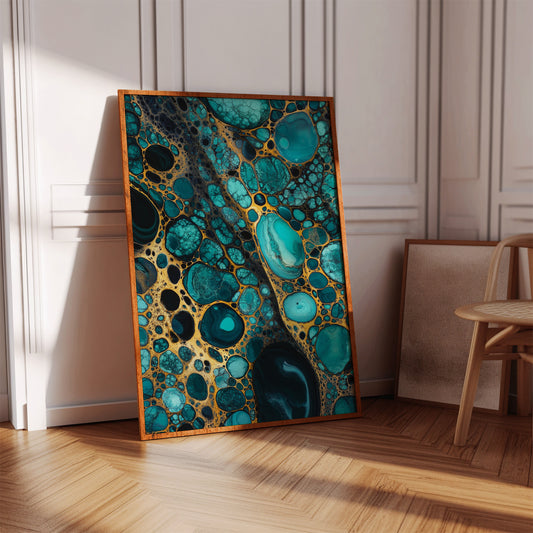 Golden Currents Beneath Turquoise Skin