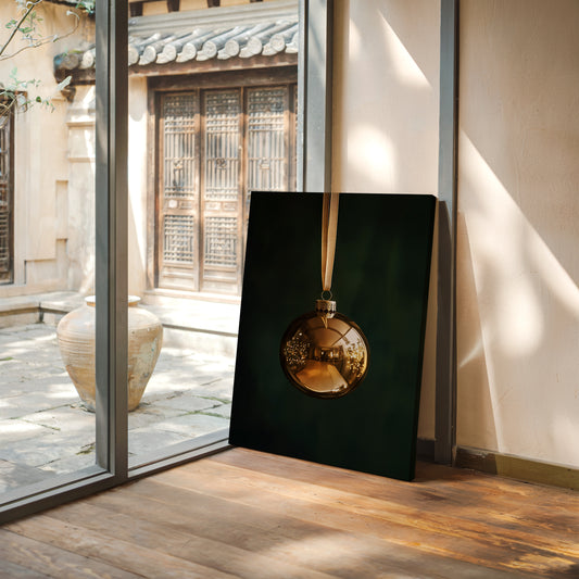 Golden Ornament Photography Print - Elegant Holiday Decor - Gallery Canvas image 4